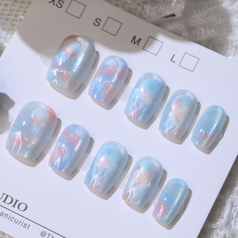 Nail Art Eye Cat - 10 ชิ้นหญิงสาว Dreamy ปลาหางแมงกะพรุนใหม่ Handmade Cat