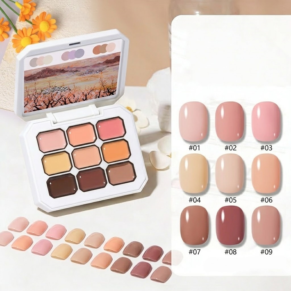 Nail Art Halal - เจลเพ้นท์สี 9 ช่อง 1 ชิ้น สีสด