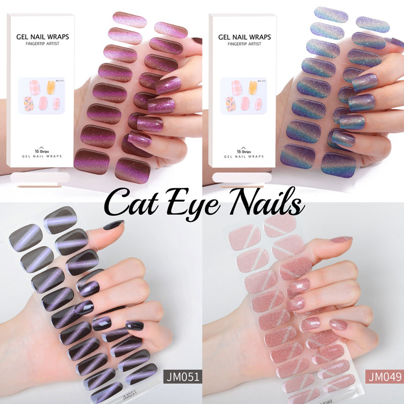 Nail Art Full Cat Eye - กึ่งบ่มเจลเล็บสติ๊กเกอร์ครบชุดสติ๊กเกอร์ยาทาเล็บเจลไล่ระดับสีตาแมวเล็บสติ๊กเกอร์แต่งเล็บแสงยูวีที่จำเป็น