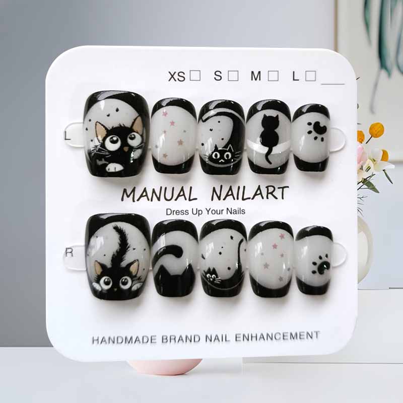 เล็บปลอมลายการ์ตูนแมวน่ารัก 10 - Nail Art Eye Cat บทวิจารณ์และราคา