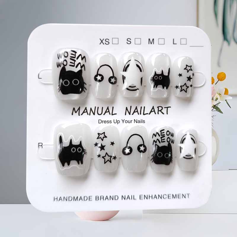 เล็บปลอมลายการ์ตูนแมวน่ารัก 10 - Nail Art Eye Cat บทวิจารณ์และราคา