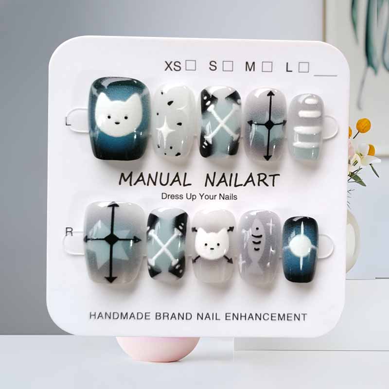 เล็บปลอมลายการ์ตูนแมวน่ารัก 10 - Nail Art Eye Cat บทวิจารณ์และราคา