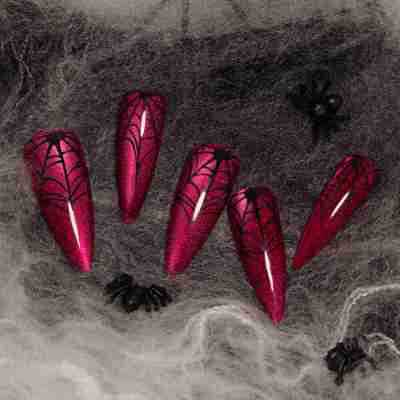 เล็บปลอมลายตาแมวสีแดงสำหรับฮาโ - Nail Art Eye Cat บทวิจารณ์และราคา