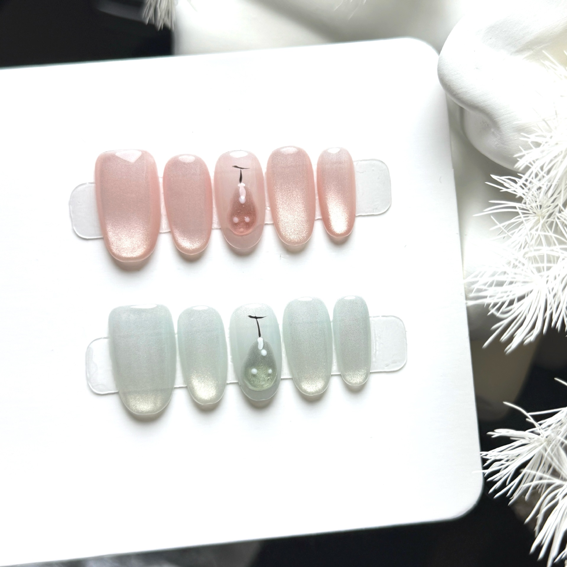 เล็บปลอมแบบกดติด 10 ชิ้น ทำมือ - Nail Art Full Cat Eye บทวิจารณ์และราคา