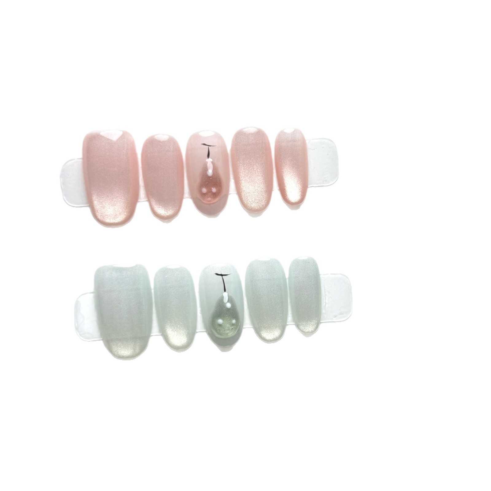 เล็บปลอมแบบกดติด 10 ชิ้น ทำมือ - Nail Art Full Cat Eye บทวิจารณ์และราคา