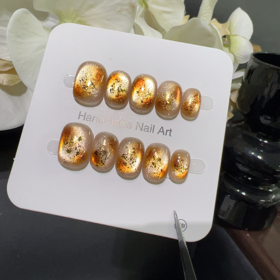 เล็บปลอมแบบกดติด 10 ชิ้น ทำมือ - Nail Art Full Cat Eye บทวิจารณ์และราคา