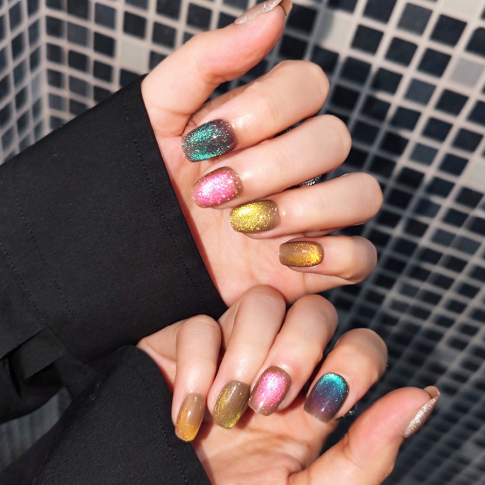 24 ชิ้น เล็บปลอมแบบกดติดลายตาแ - Nail Art Full Cat Eye บทวิจารณ์และราคา