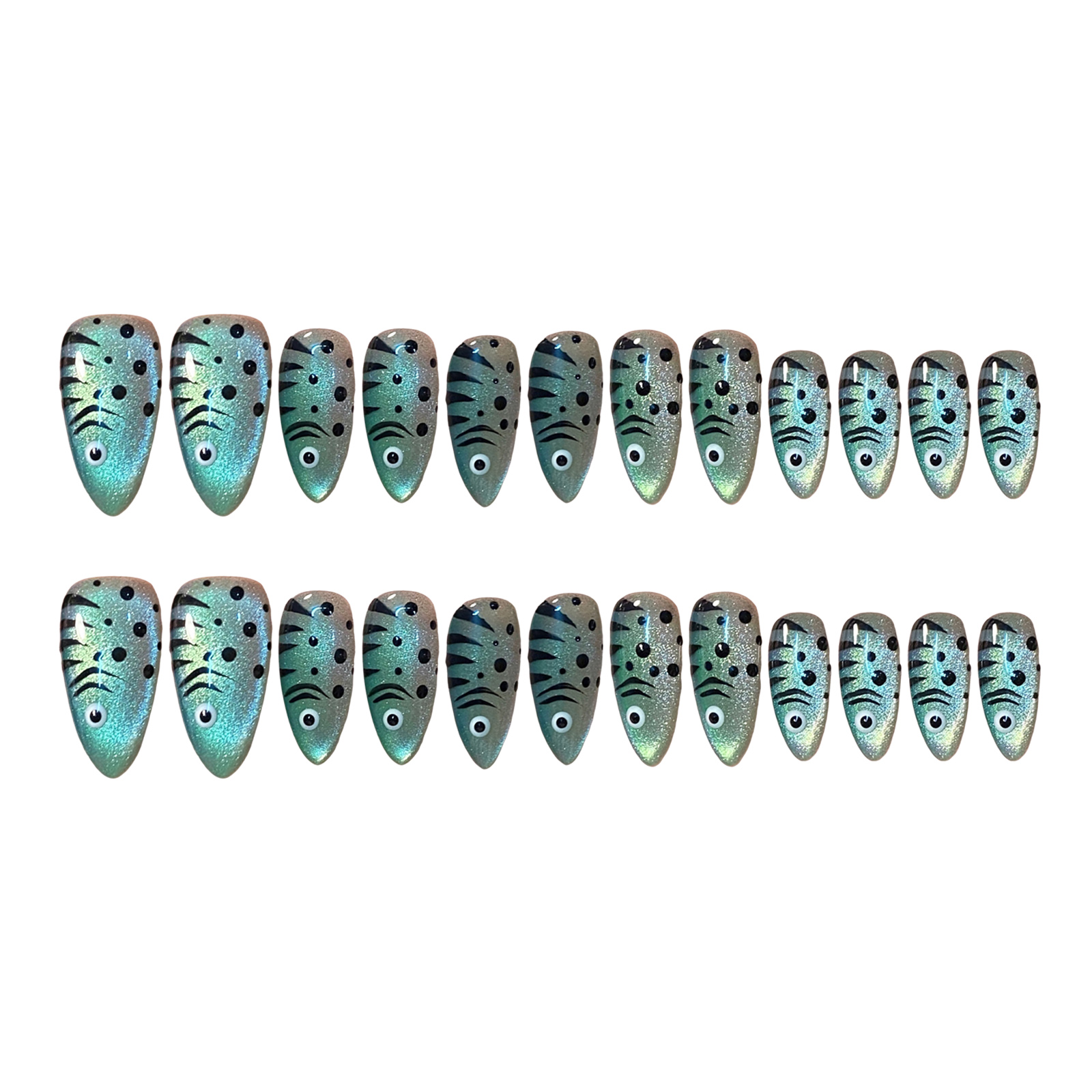 เล็บปลอมลายตาแมว 24 ชิ้น แบบกด - Nail Art Full Cat Eye บทวิจารณ์และราคา