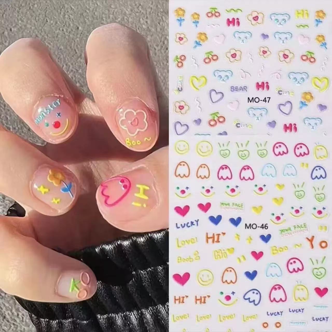 สติ๊กเกอร์ติดเล็บลายการ์ตูนสัต - Nail Art Viral บทวิจารณ์และราคา