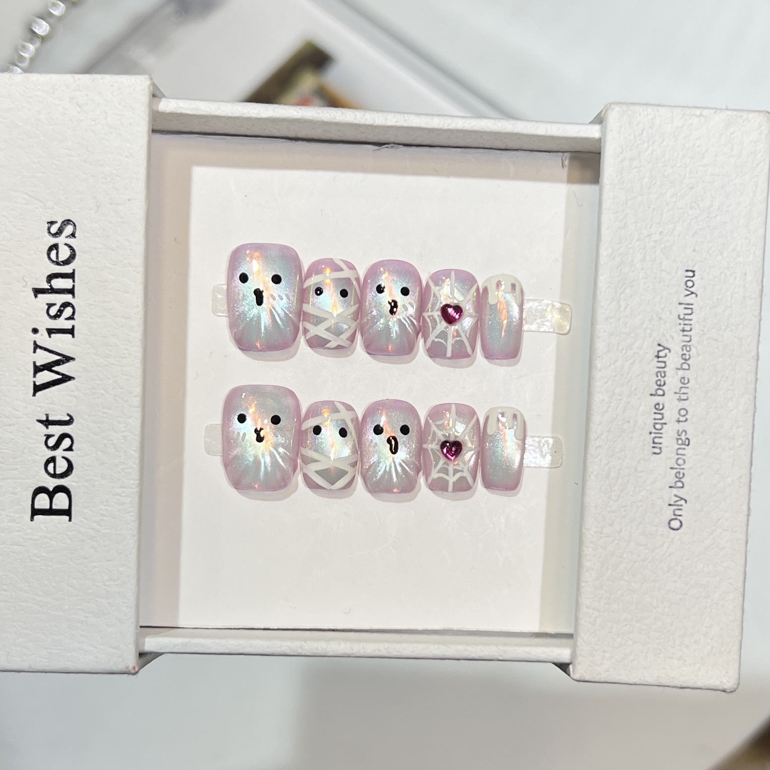 เล็บปลอมแบบกดติด 10 ชิ้น งานแฮ - Nail Art Full Cat Eye บทวิจารณ์และราคา