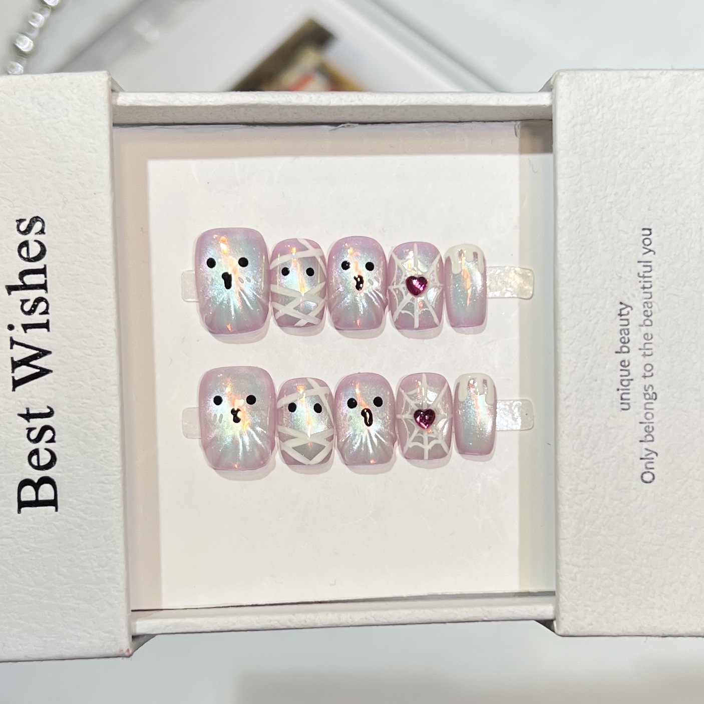 เล็บปลอมแบบกดติด 10 ชิ้น งานแฮ - Nail Art Full Cat Eye บทวิจารณ์และราคา