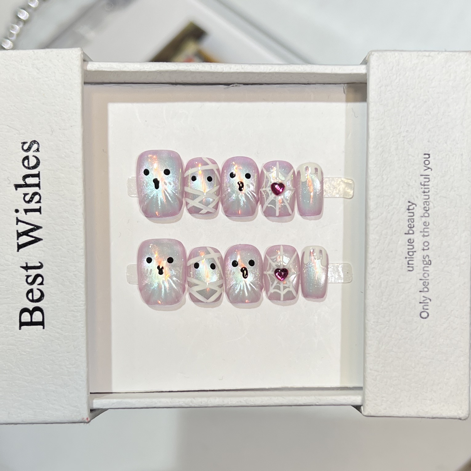 เล็บปลอมแบบกดติด 10 ชิ้น งานแฮ - Nail Art Full Cat Eye บทวิจารณ์และราคา