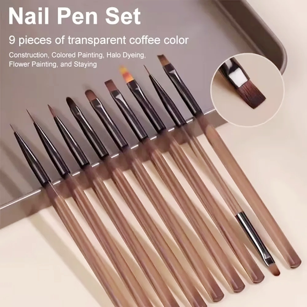 แปรงทำเล็บ 9 ชิ้น สำหรับตกแต่ง - Nail Art Viral บทวิจารณ์และราคา