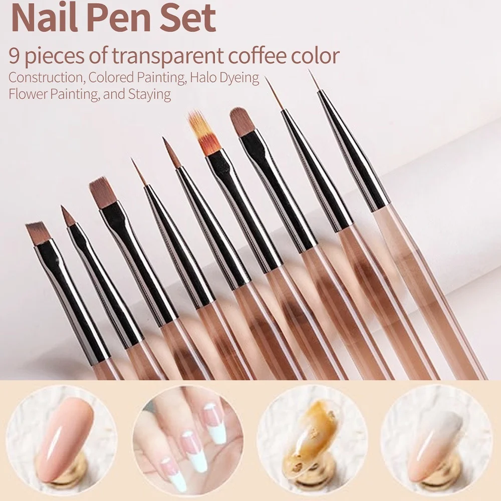 แปรงทำเล็บ 9 ชิ้น สำหรับตกแต่ง - Nail Art Viral บทวิจารณ์และราคา