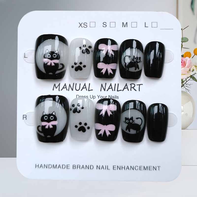เล็บปลอมลายการ์ตูนแมวน่ารักสีด - Nail Art Eye Cat บทวิจารณ์และราคา