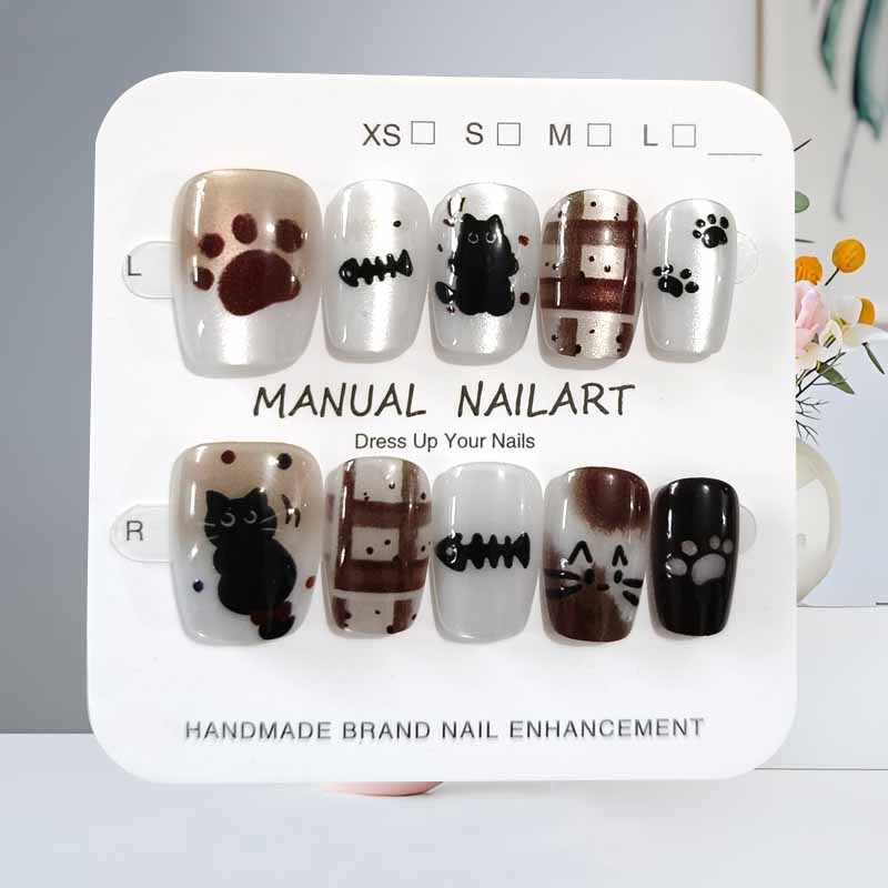 เล็บปลอมลายการ์ตูนแมวน่ารักสีด - Nail Art Eye Cat บทวิจารณ์และราคา