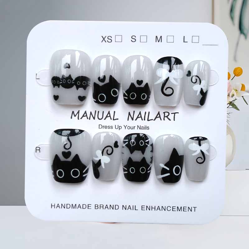 เล็บปลอมลายการ์ตูนแมวน่ารักสีด - Nail Art Eye Cat บทวิจารณ์และราคา