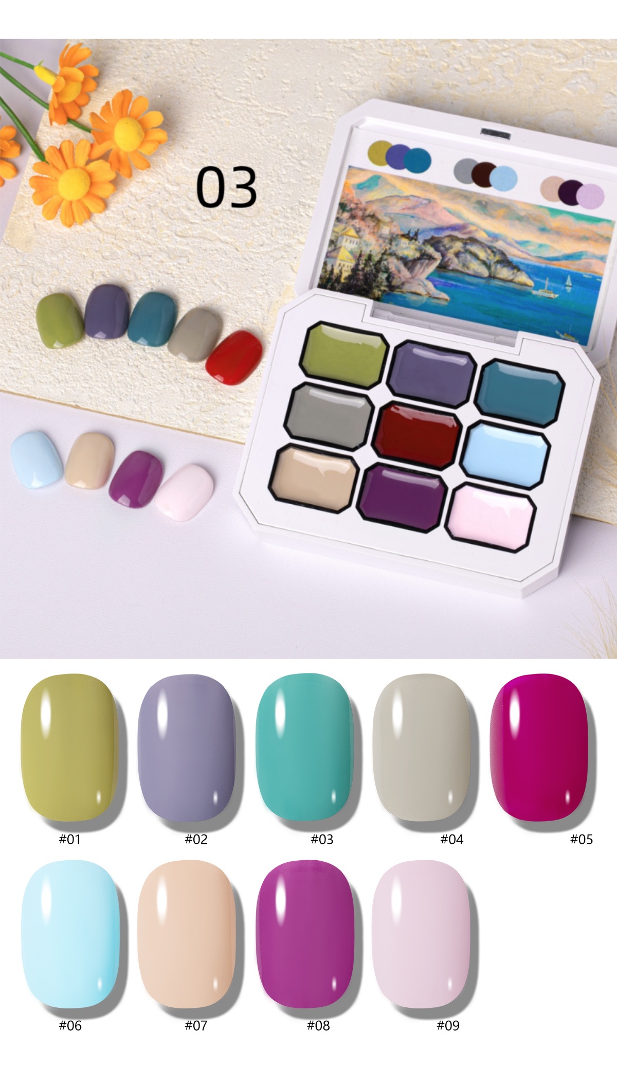 เจลเพ้นท์สี 9 ช่อง 1 ชิ้น สีสด - Nail Art Halal บทวิจารณ์และราคา